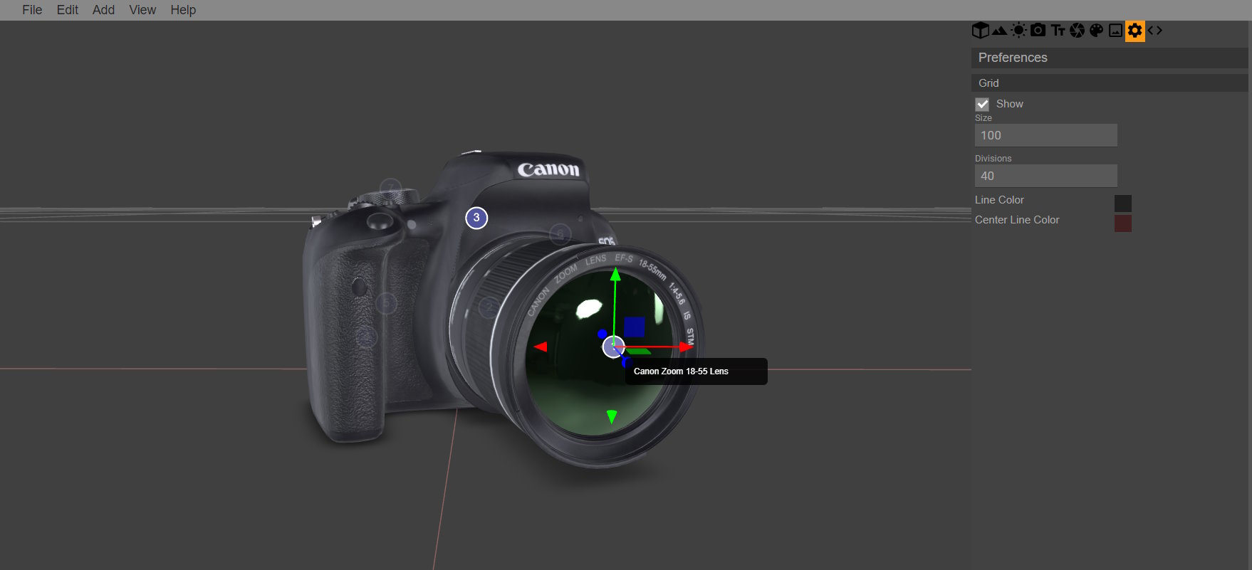 3D viewer and scene editor